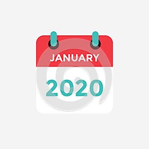 Flat icon calendar January 2020.