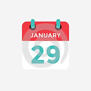 Flat icon calendar 29 January. Date, day and month. photo