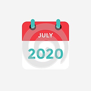 Flat icon calendar July 2020.