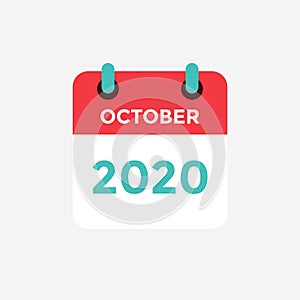 Flat icon calendar October 2020.