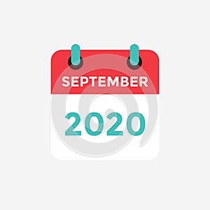 Flat icon calendar September 2020.