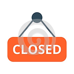 Flat icon closed signboard hanging
