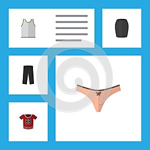 Flat Icon Clothes Set Of Singlet, Pants, Lingerie And Other Vector Objects. Also Includes Woman, Apparel, Sleeveless photo
