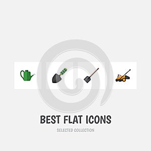 Flat Icon Dacha Set Of Trowel, Shovel, Bailer And Other Vector Objects. Also Includes Spade, Trowel, Spatula Elements.