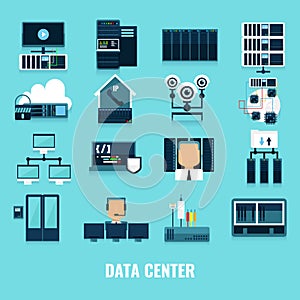 Flat Icon Datacenter Icon Set