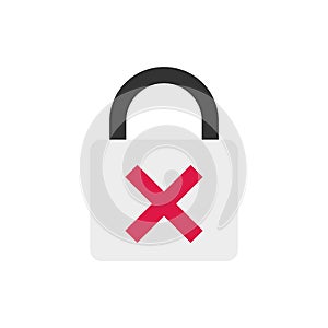 Flat icon deactivated padlock