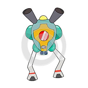 Flat icon design retro toy robot isolated on white background illustration vector , T-Shirt design for kids.