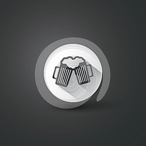 Flat Icon Design with Shadow - Beer Mug Icon