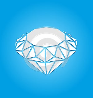 Flat Icon of Diamond on Blue Background