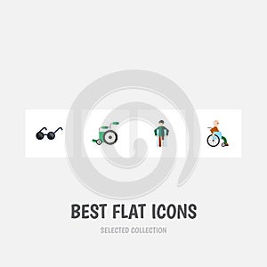 Flat Icon Disabled Set Of Injured,