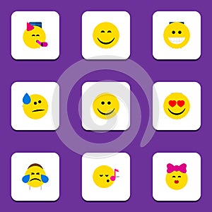Flat Icon Emoji Set Of Caress, Descant photo