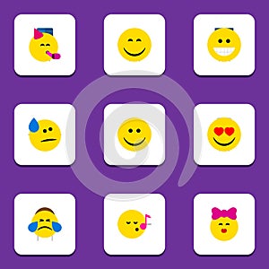 Flat Icon Emoji Set Of Caress, Descant