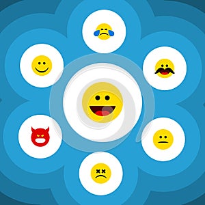 Flat Icon Emoji Set Of Cold Sweat