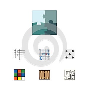 Flat Icon Entertainment Set Of Backgammon, Cube, Dice And Other Vector Objects. Also Includes Ship, Lost, Game Elements.