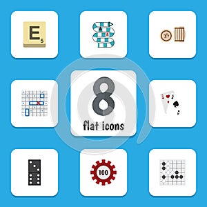 Flat Icon Entertainment Set Of Mahjong, Poker, Multiplayer And Other Vector Objects. Also Includes Bones, Lottery, Ace