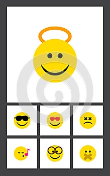Flat Icon Face Set Of Descant, Love, Cross-Eyed Face And Other Vector Objects. Also Includes Emoji, Song, Dizzy Elements photo