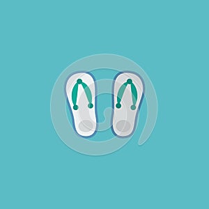 Flat Icon Flip Flop Element. Vector Illustration Of Flat Icon Slippers Isolated On Clean Background. Can Be Used As