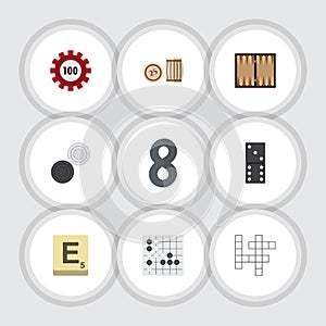 Flat Icon Games Set Of Poker, Lottery, Guess And Other Vector Objects. Also Includes Game, Chip, Gomoku Elements.