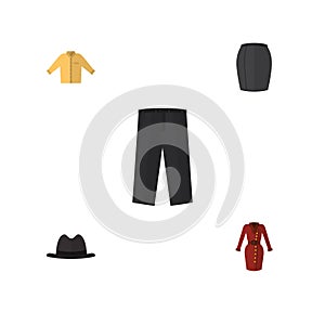 Flat Icon Garment Set Of Pants, Stylish Apparel, Clothes And Other Vector Objects. Also Includes Shirt, Trousers, Pants photo