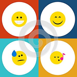 Flat Icon Gesture Set Of Descant, Tears, Smile And Other Vector Objects. Also Includes Face, Smile, Laugh Elements. photo