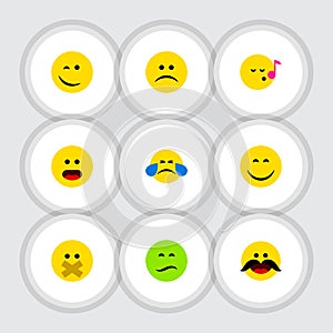 Flat Icon Gesture Set Of Frown