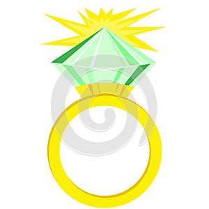 Flat icon green diamond ring