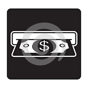 Flat icon insert cash or receive money in ATM for apps and websites