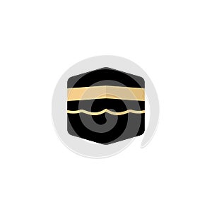 flat icon Kaaba in Mecca Saudi Arabia geometric pattern icon for greeting background of Hajj, vector illustration , suitable for