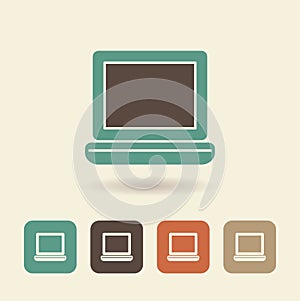 Flat icon laptop. Simple vector logo