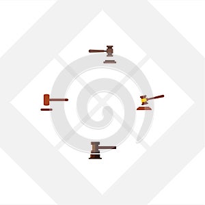 Flat Icon Lawyer Set Of Defense, Hammer