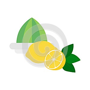 Flat icon lemon squeezer with lemon