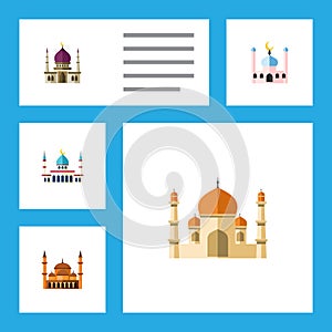 Flat Icon Minaret Set Of Traditional, Mohammedanism, Islam And Other Vector Objects. Also Includes Islam, Religion