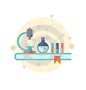 Flat icon of objects chemical laboratory