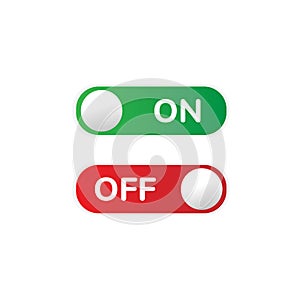 Flat icon On and Off toggle switch button. Isolated on white background. Vector stock illustration