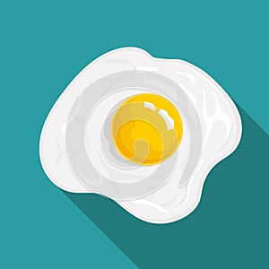 Flat Icon Omelette. Isolated on blue background with long shadow.