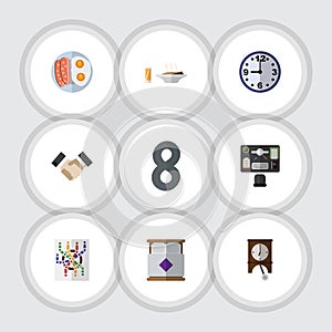 Flat Icon Oneday Set Of Bureau, Clock, Lunch And Other Vector Objects. Also Includes Food, Time, Partnership Elements. photo