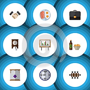 Flat Icon Oneday Set Of Whiteboard, Partnership, Watch And Other Vector Objects. Also Includes Suitcase, Bed, Mattress photo