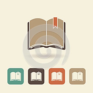 Flat icon of an open book. Vector logo