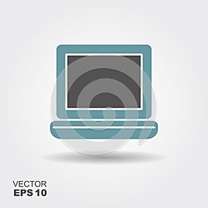 Flat icon laptop. Simple vector logo