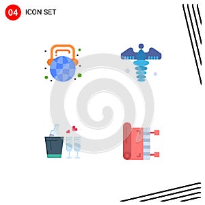 Flat Icon Pack of 4 Universal Symbols of education, bottle, world, medical, love