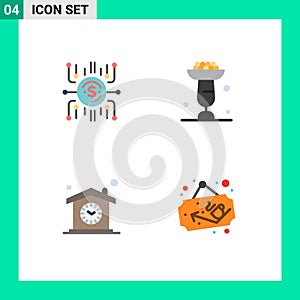 Flat Icon Pack of 4 Universal Symbols of crowdfund, stand, crowdselling, cooking, house photo