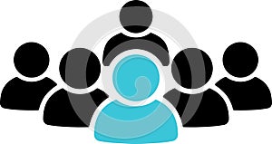 Flat icon of people group as concept of focusing on target customer