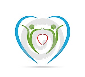 Flat icon people shaped heart vector design element.