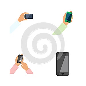 Flat Icon Phone Set Of Interactive Display, Keep Phone, Smartphone And Other Vector Objects. Also Includes Phone