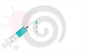 Flat icon of plastic medical syringe and injection vial.