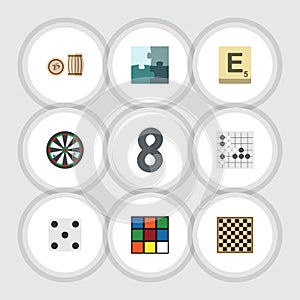 Flat Icon Play Set Of Chess Table, Lottery, Cube And Other Vector Objects. Also Includes Game, Alphago, Backgammon