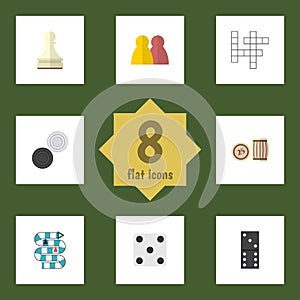 Flat Icon Play Set Of Lottery, Multiplayer, Backgammon And Other Vector Objects. Also Includes Bones, Guess, Table