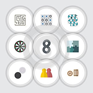 Flat Icon Play Set Of People, Chequer, Lottery And Other Vector Objects. Also Includes Tic, Table, Games Elements.