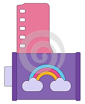 Flat icon of purple icon in 90s retro style isolated on a white background.