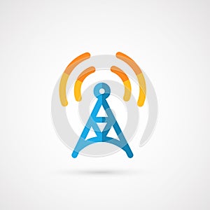 Flat icon of radio tower.